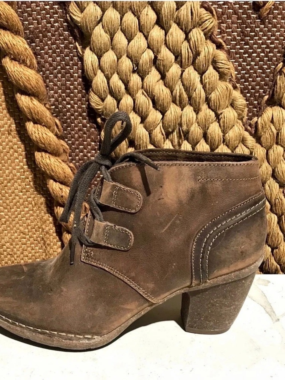 Clarks Brown Ankle Booties with Block Heels - Picture 3 of 9